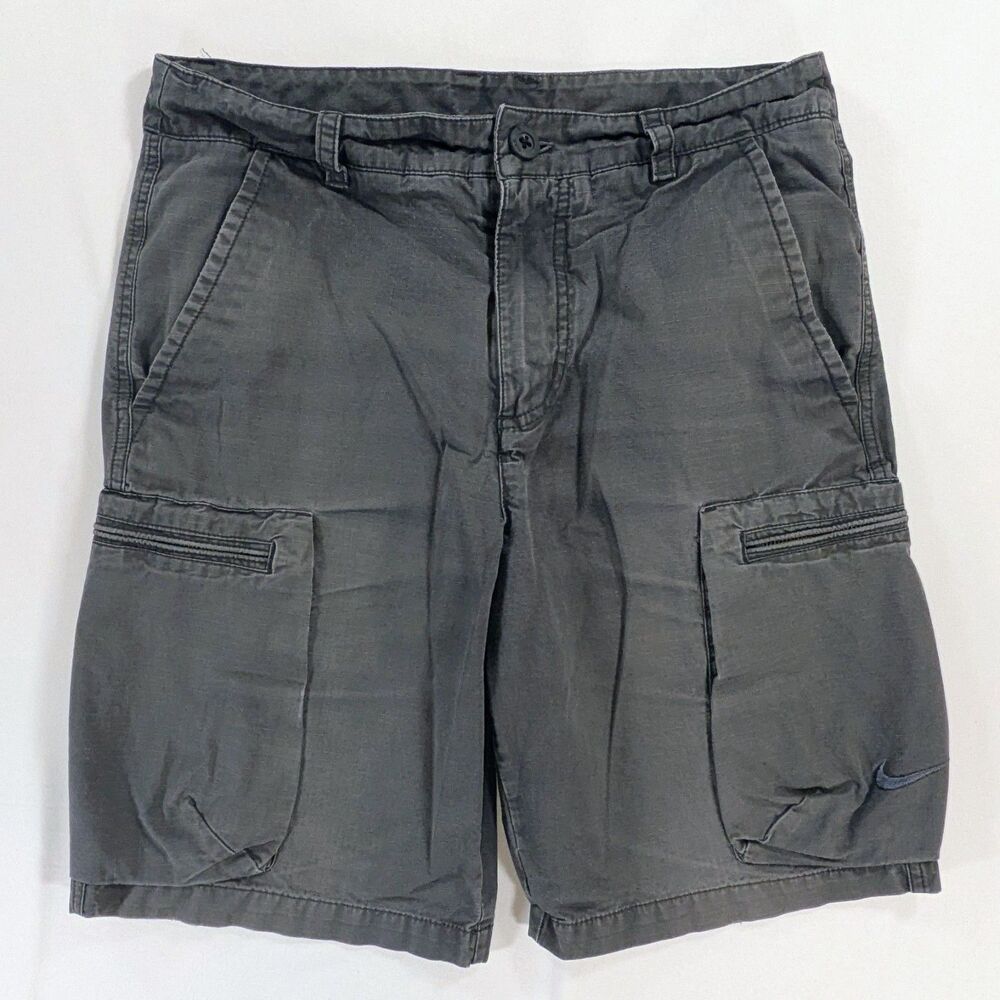 Blue Tag Nike Shorts Mens 30 Gray Ripstop Cargo Utility Skater Hiking Y2K Swoosh